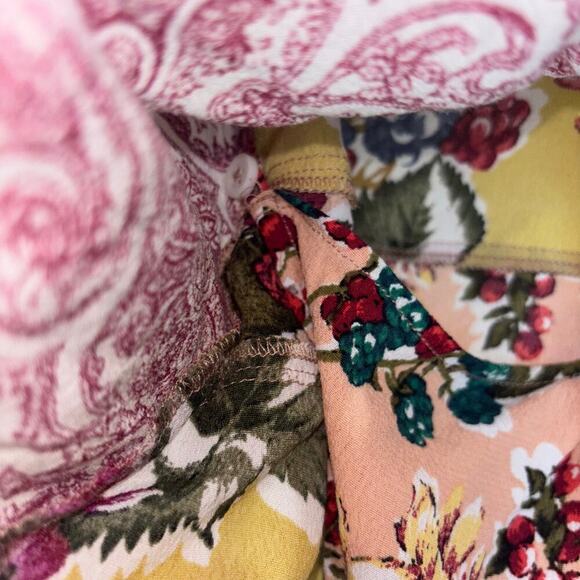 Anthropologie Floral Patchwork Top- Meadow Rue Long Sleeve Wrap Blouse- Size 0 - Picture 9 of 14